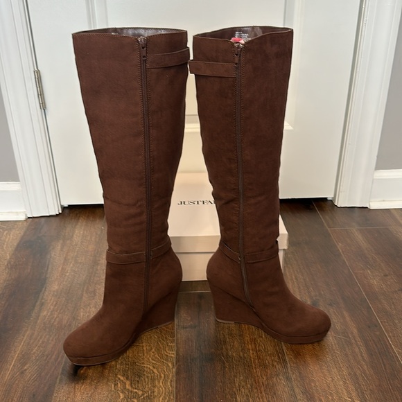 JustFab Brekka Covered Wedge Tall Boot Size 8. - Picture 6 of 9